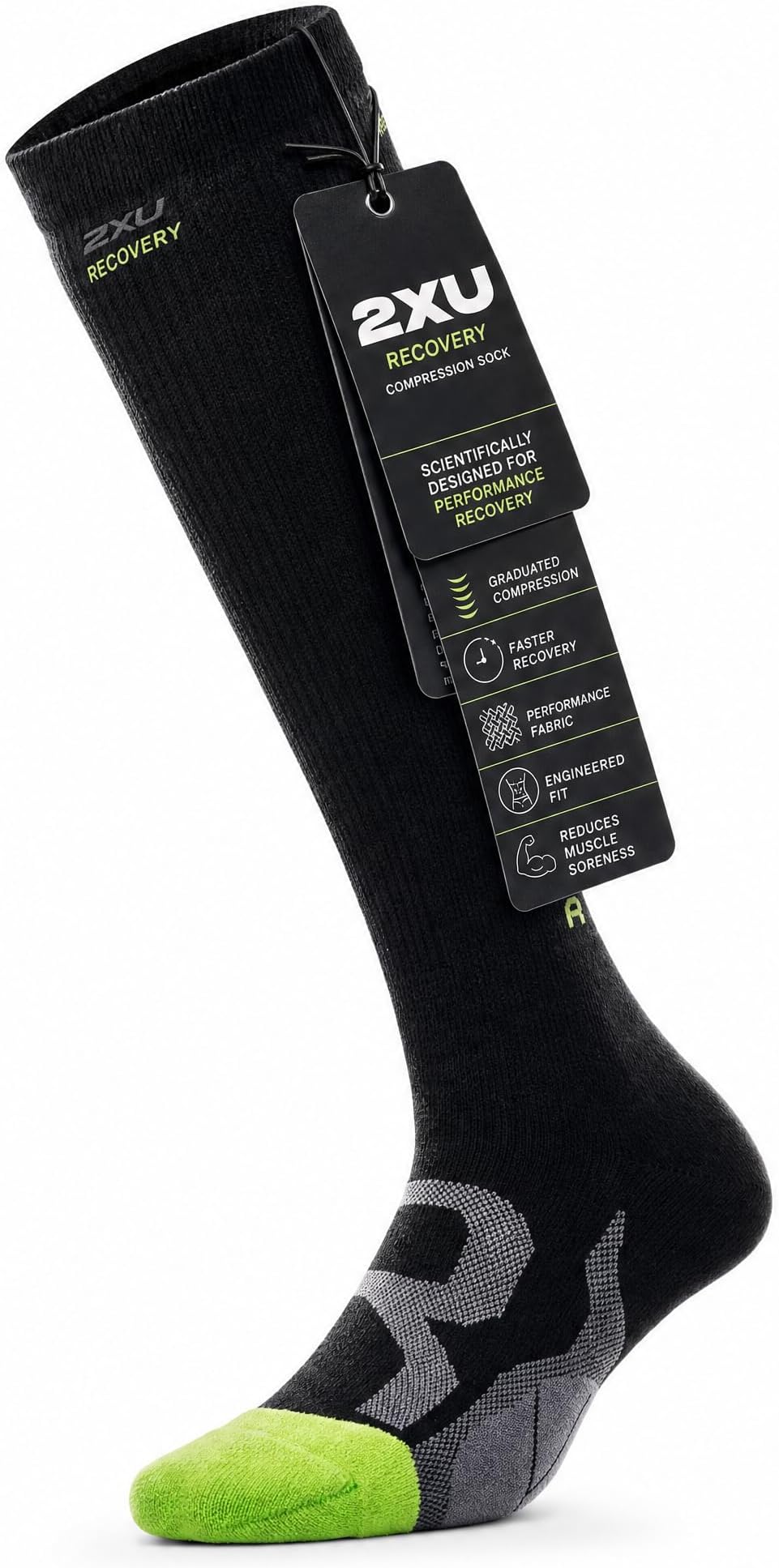 Unisex Recovery Compression Socks - Enhance Muscle Recovery & Performance - Black/Grey - Size Small