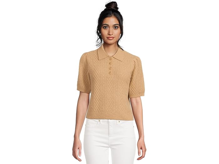 Mixed Stitch Elbow Sleeve Polo - Image 1