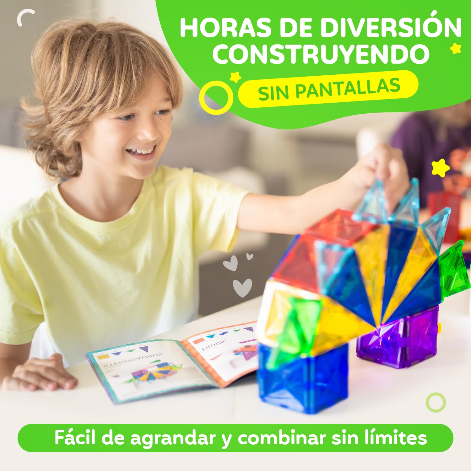 Bloques Magnéticos Construcción Niños 120 Piezas (2 Coches) – Piezas Magnéticas Niños 3+ Juego de Imanes Creativo – Magnetic Tiles Educativos – Juego de Construcción