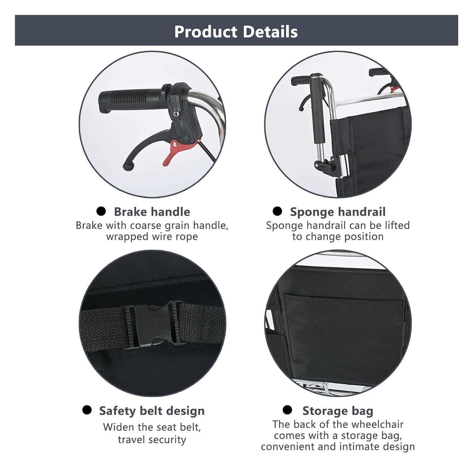 Silla De Ruedas Plegable Silla De Ruedas Manual Multifuncional De Aluminio, Ligera, Plegable, Autopropulsada, Con Frenos De Mano Y Reposabrazos Abatibles, For Almacenamiento Compacto, Capacidad De 220