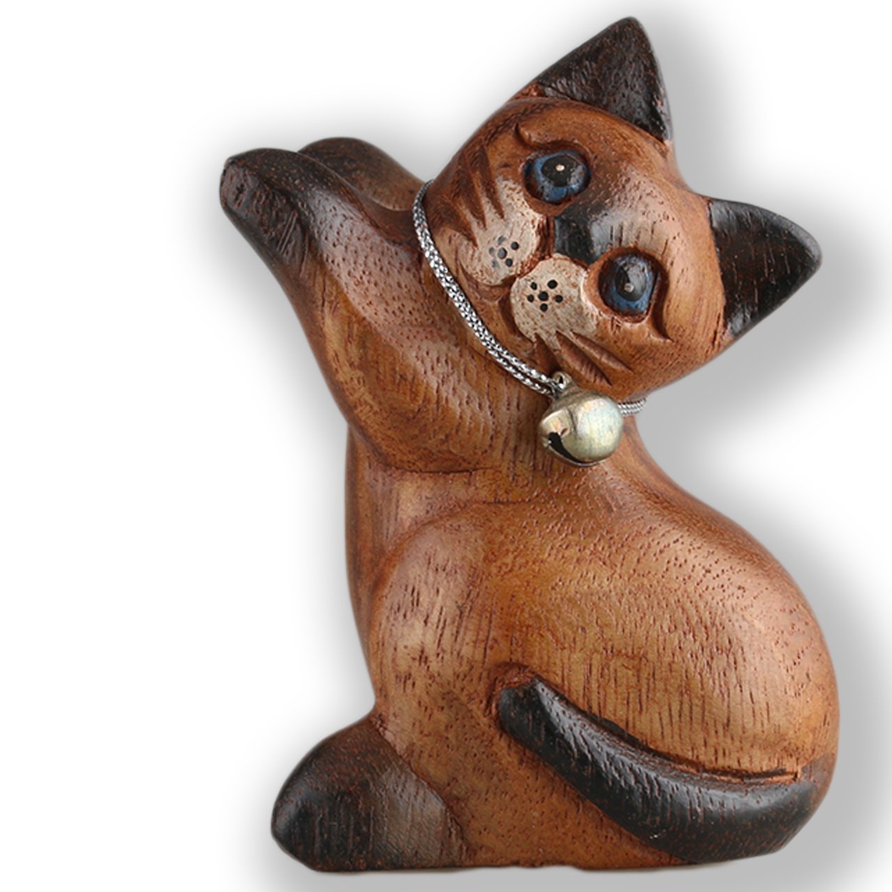 ART-CRAFT HTKA010 Holzkatze in verspielter Pose bemalt 10 cm