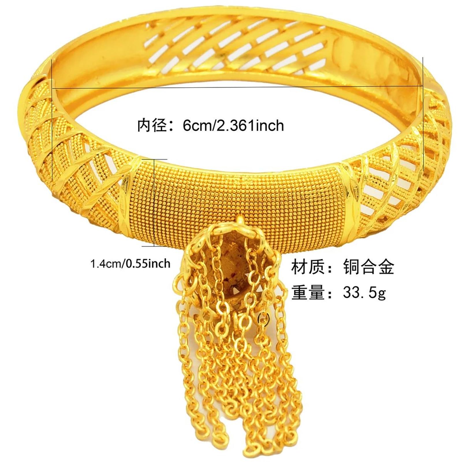 YDYDTTKD Bracciale Rigido Color Oro con Ciondolo Nappa per Donna in Metallo ramato Stile Bohémien a Forma di Gioielli di Lusso da Sposa