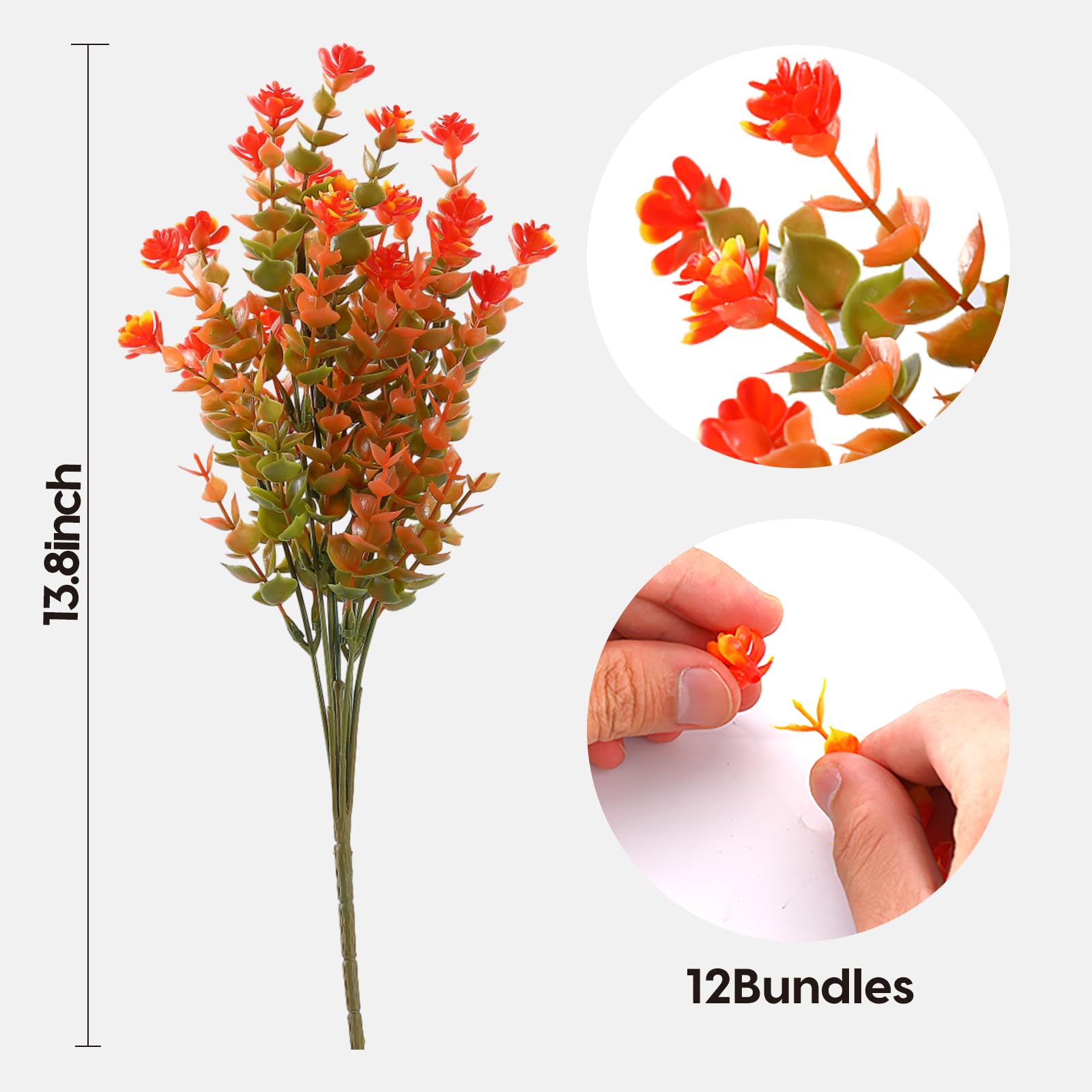 Leixi 8 Bundles Artificial Fall Flowers No Fade Faux Autumn Plants - Image 2