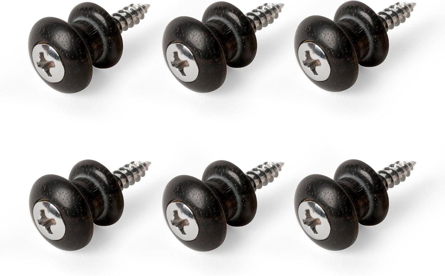 Waverly Guitar Strap Button, Ebony Button, Chrome Screw - 6 Pack