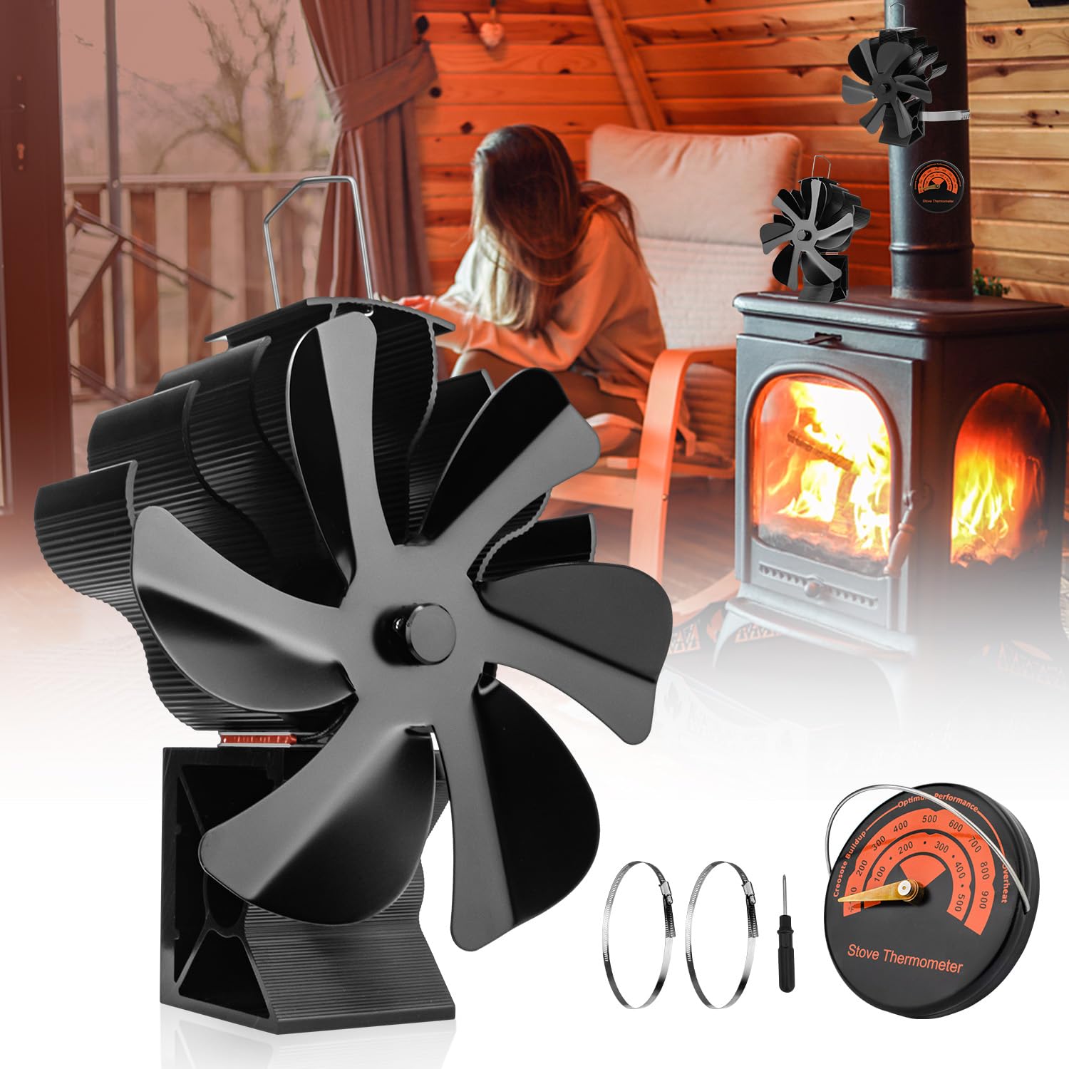 highsam Ventilateur Poele à Bois, 6 Pales Ventilateur de Poele avec — free download