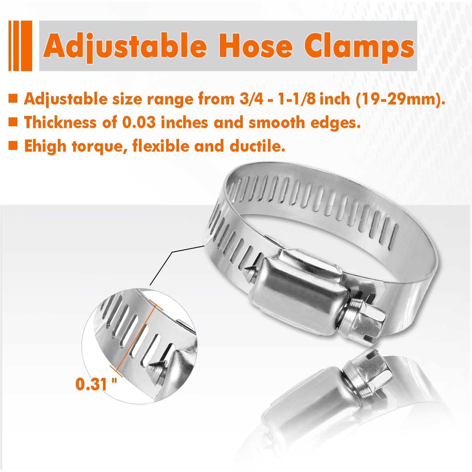 Ideal Tridon 4517551 Stainless Steel Flex-Gear 45 Series 300 Constant Tension Worm Gear Hose Clamp, 175 SAE Size, Fits 1-1-3/4