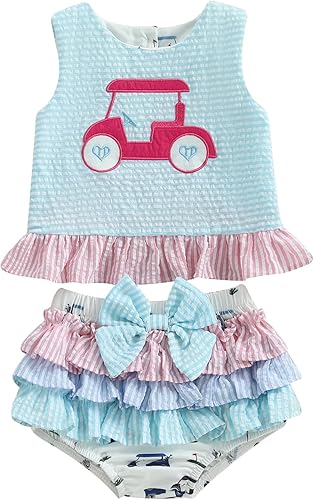 WZTYYDS Toddler Baby Girl Golf Outfit 6 9 12 18 24 Months Summer Clothes Sleevel