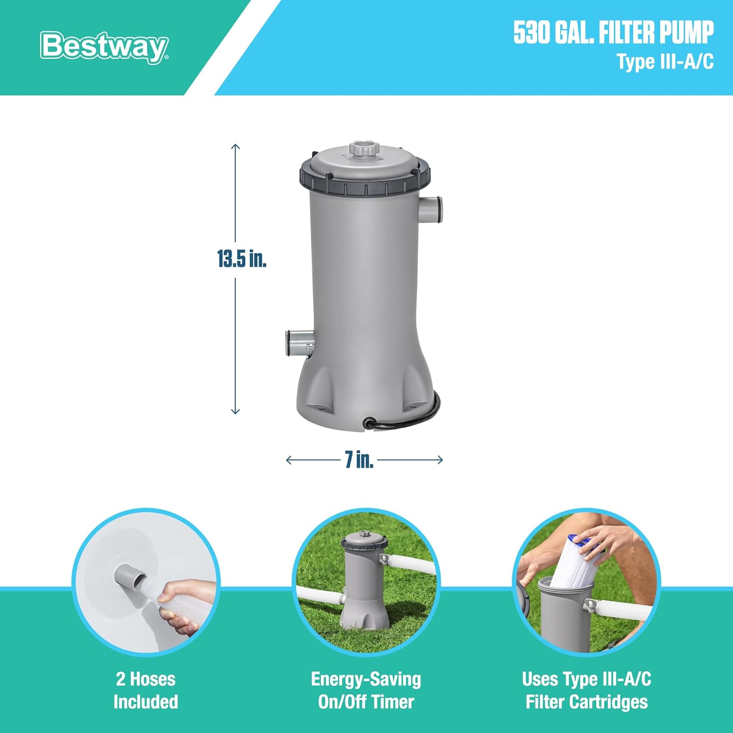 Bestway 12' x 30" Round Inflatable Stone Design Pool Set with Filter Pump