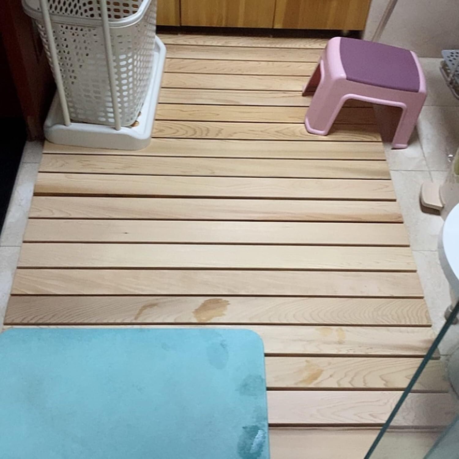 Alfombrilla de Madera for bañera, Almohadilla Antideslizante for pies Ducha, Tabla Drenaje Multiusos for baño, al Aire Libre y SPA, diseño cómodo Duradero Personalizado(30x60cm)