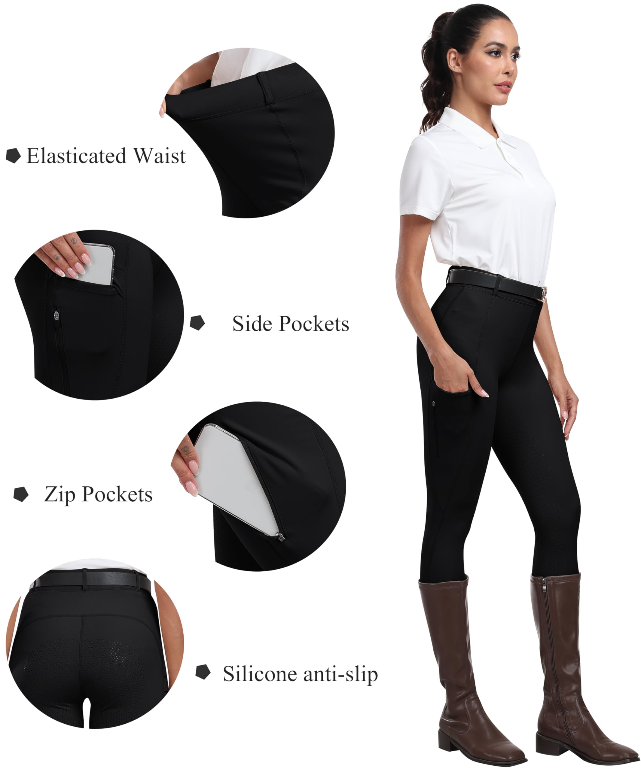 MoFiz Pantaloni Equitazione Donna Leggins Equitazione Pantaloni alla Zuava in Silicone a Seduta Intera Pantaloni per Estivi - 5
