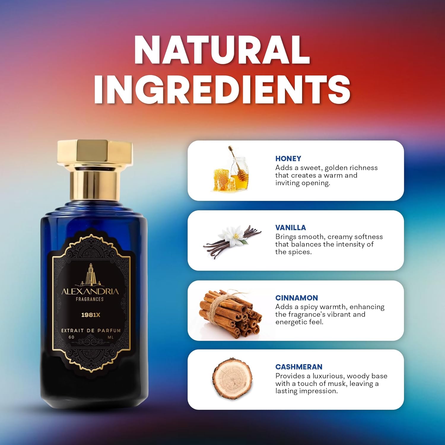 Alexandria Fragrances 1981X Perfume - Long Lasting Eau de Parfum Inspired by Warm Lavender - Premium Men’s Parfum with Honey, Vanilla & Tobacco Blend - Luxury Men’s Cologne for Every Occasion - 60ml