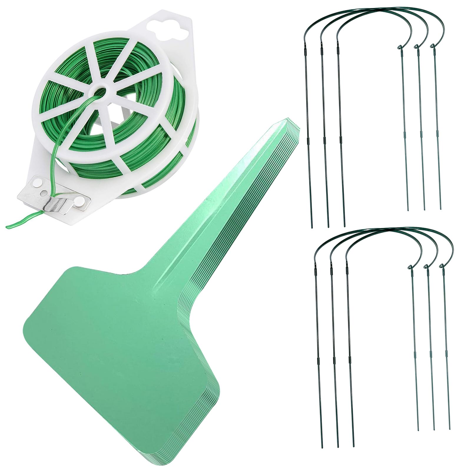 Supports de plantes en métal robustes x6 avec fil et 10 étiquettes de jardin