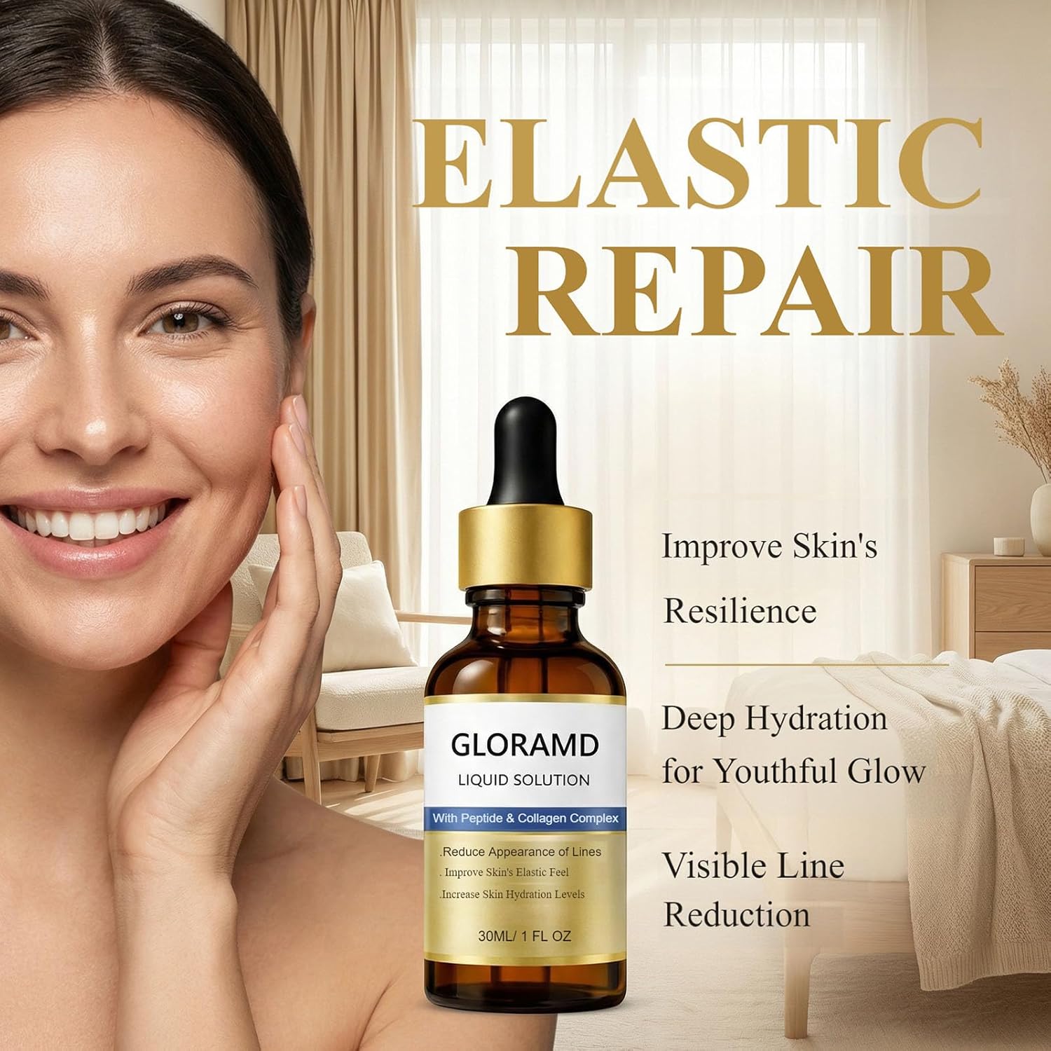 Gloramd Liquid Solution, Gloramd Face Lifting Serum, Anti-Aging Serum Essence Oil With Peptide & Collagen, Hydration Moisturizing and Firming, Reduce Fine Lines (2)