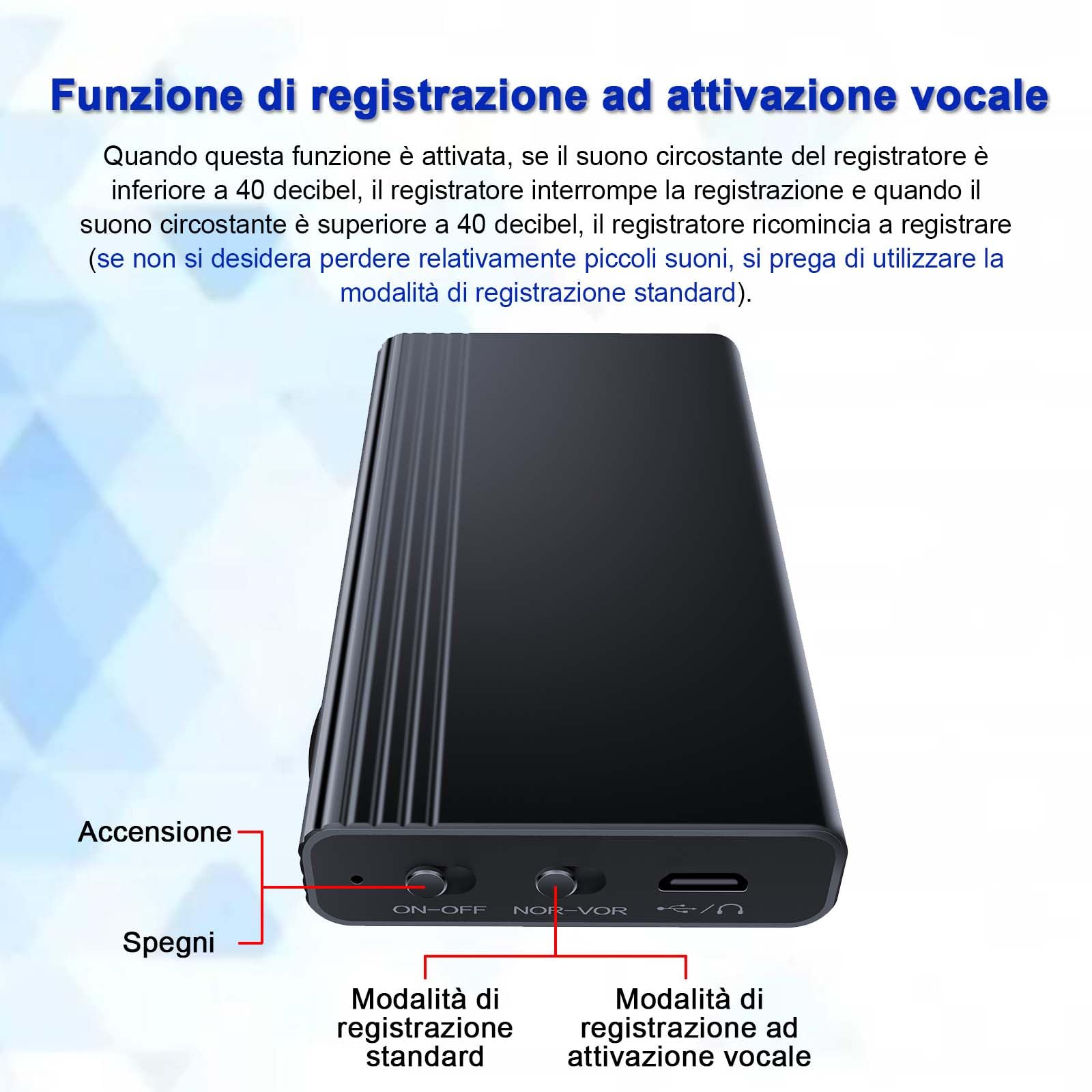 Registratore Vocale Audio Digitale Dittafono USB Da 32GB Di Vendita Caldo - Foto 2