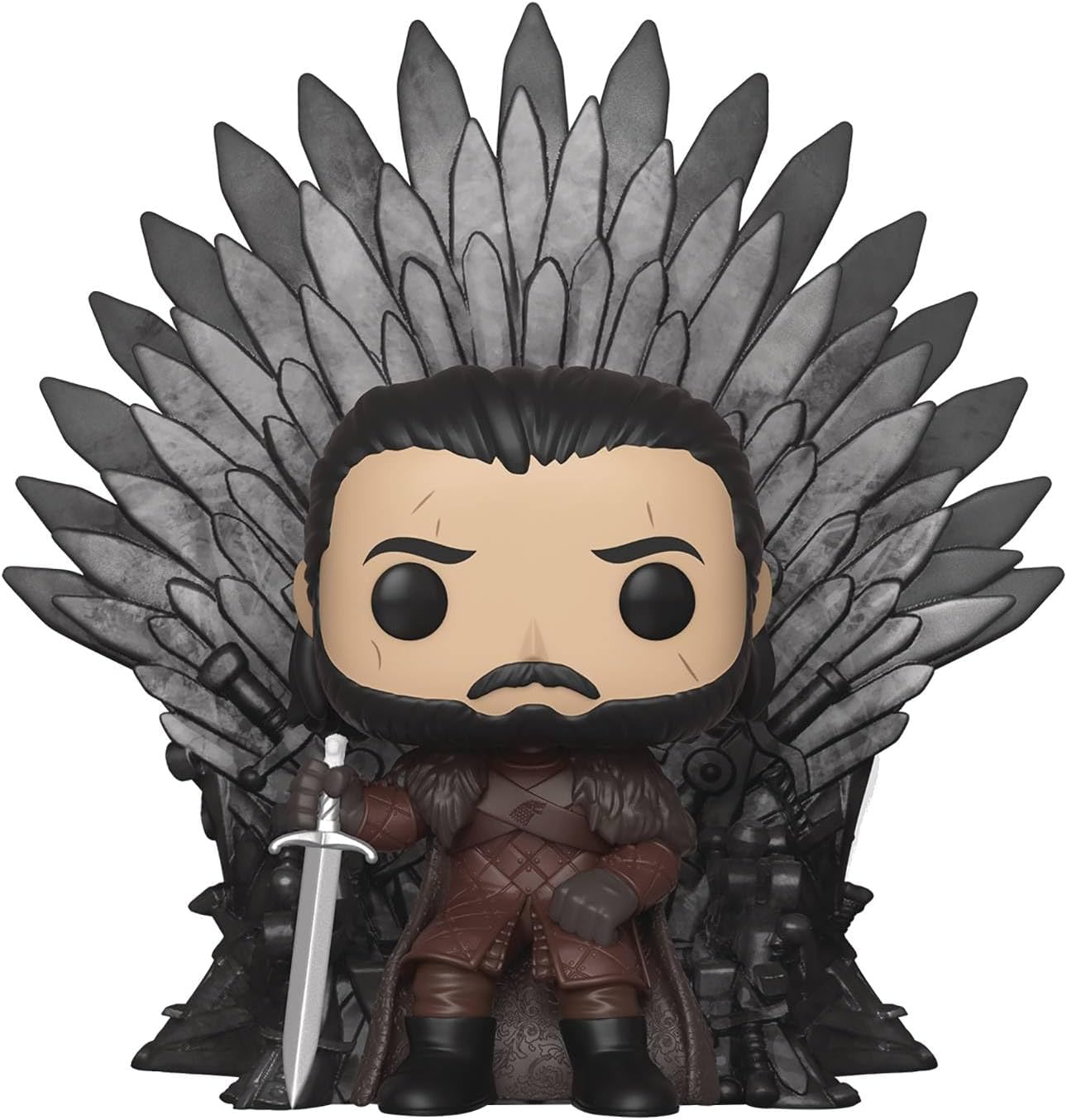 Funko 37791 POP. Deluxe: Game S10: Jon Snow Sitting on Iron Throne Collectible Figure, Multicolour