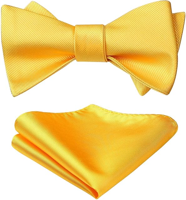 HISDERN Men's Self-tied Bow Tie and Pocket Square Solid Colour Tuxedo Bowtie with Handkerchief Set for Wedding Party Prom Bowties
