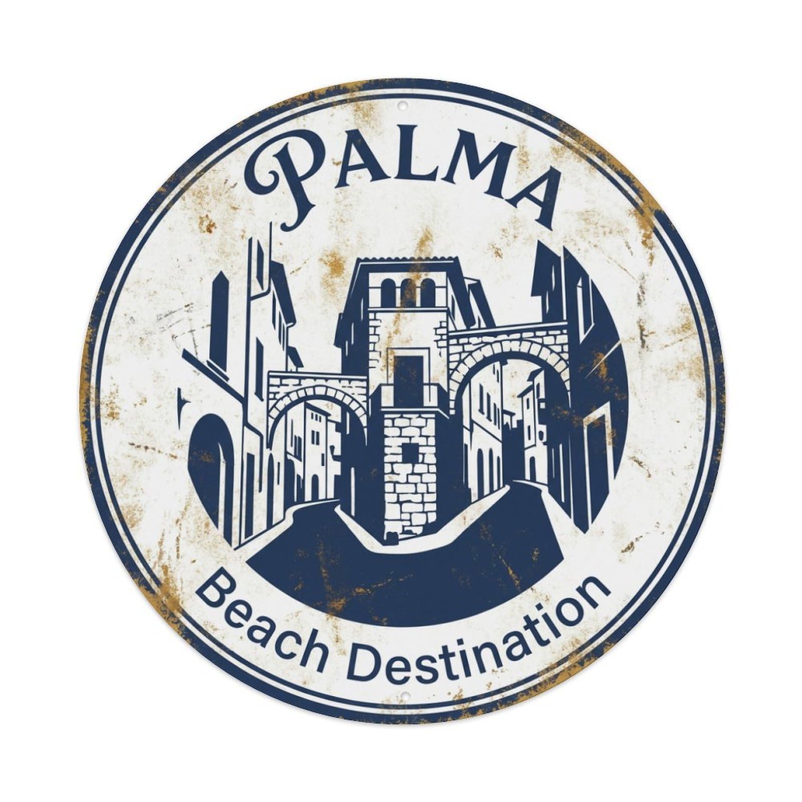Tgrcjimh Style Metal Tin Sign Vintage Travel Palma Spain Emblem
