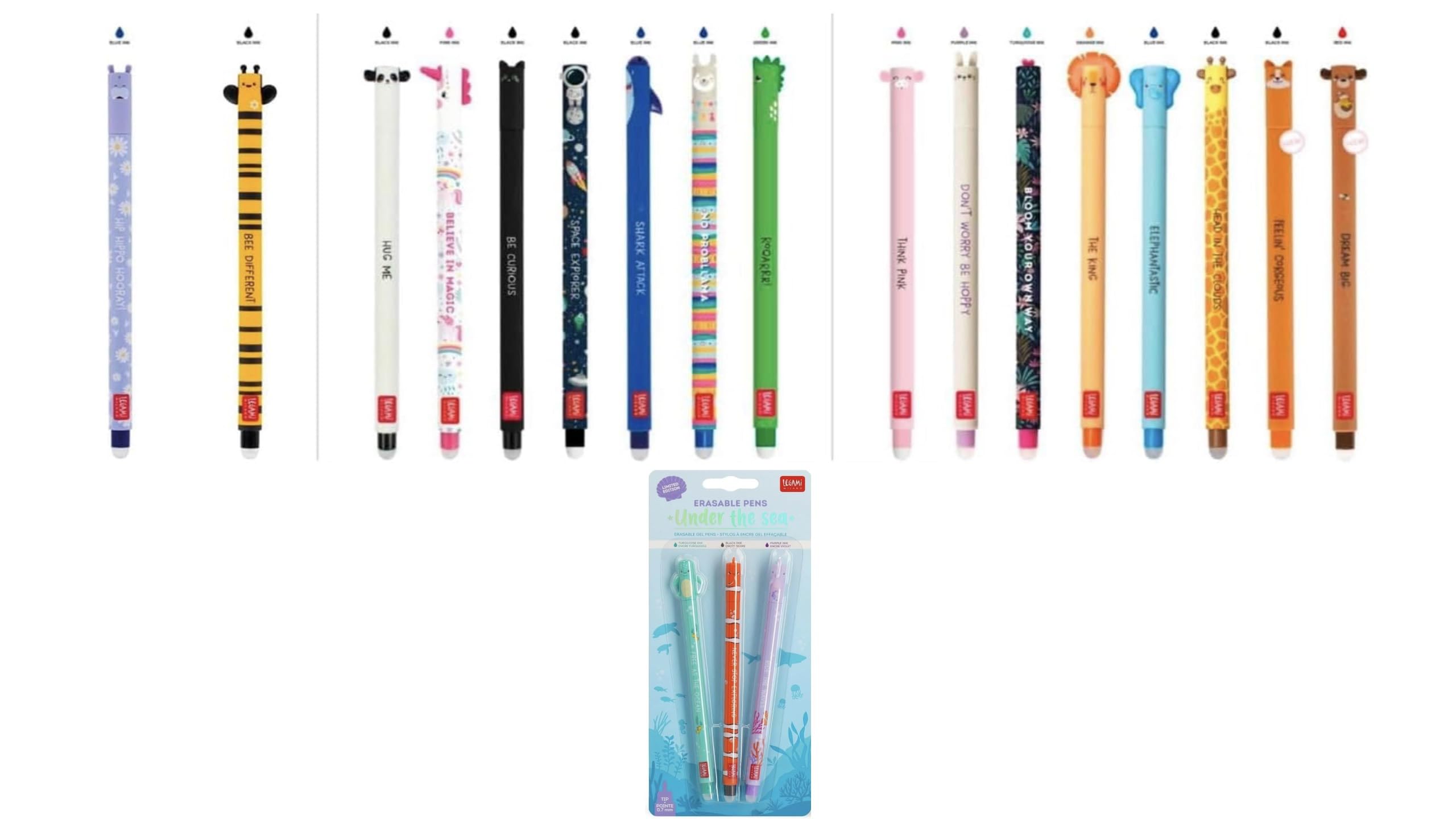 VARZI Colección Limited Edition Legami – Juego de 20 bolígrafos de gel borrables Legami edición limitada – Para selección 1956 Unther The Sea Collection