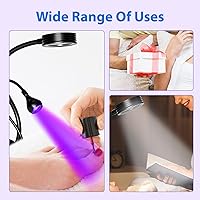 Vista 29 de AORAEM Lámpara LED UV para uñas: lámpara U V de cuello de cisne de doble cabeza para uñas de gel, luz LED de curación flash con 6 lupas para el Negro