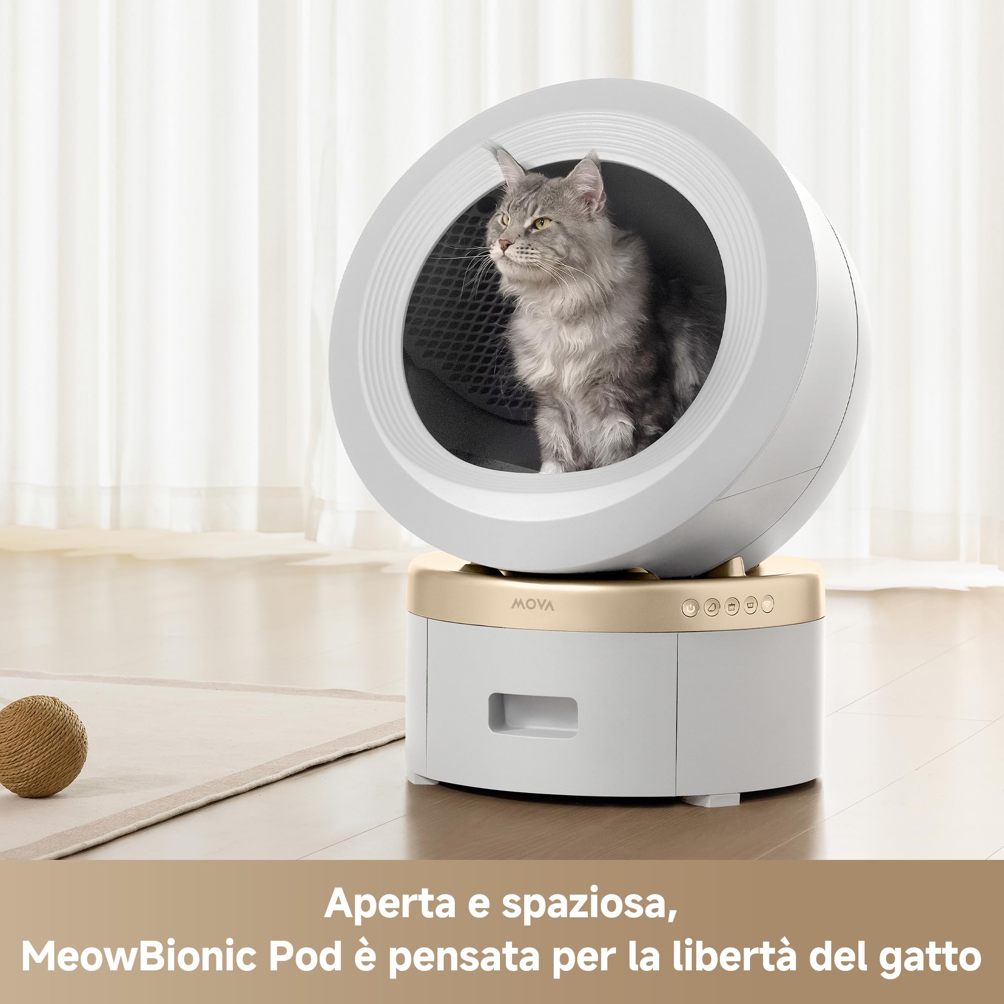 MOVA MeowgicPod LR10 Prime Lettiera per gatti intelligente,110L, 15 giorni senza paletta, Sistema di aria fresca a doppia camera, Cura intelligente degli animali domestici,Controllo remoto tramite app