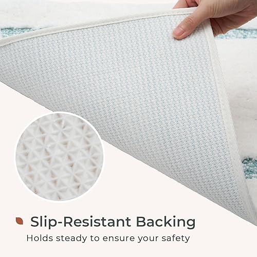 Miniatura 5 de FRESHMINT Alfombra de baño con borde copetudo, de 17 x 24 pulgadas, antideslizante, para suelo de baño y bañera, tapete de ducha absorbente de agua,