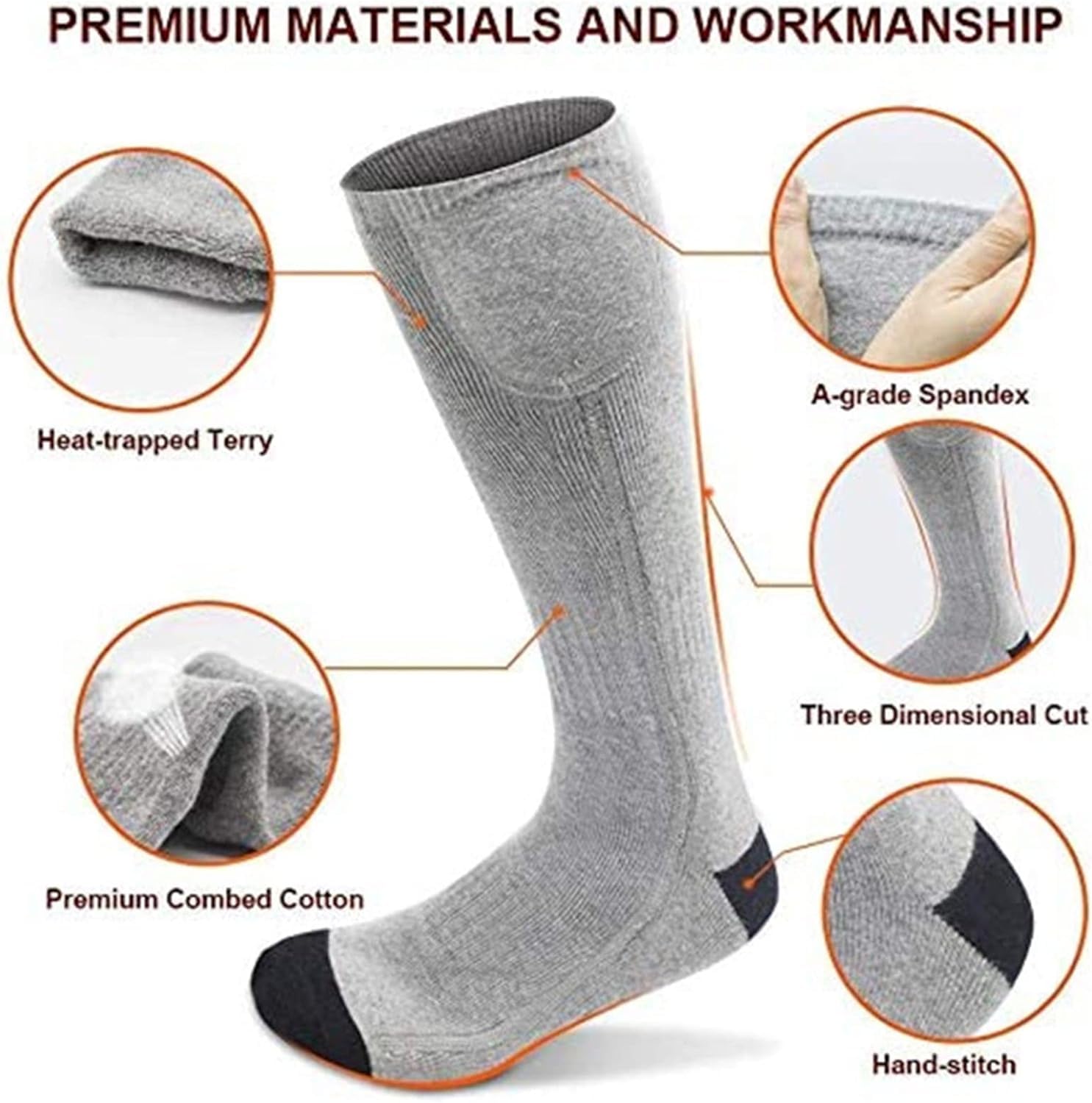 Chaussettes chauffantes avec télécommande – Coton thermique, chaleur intégrée, batterie 4000 mAh, 3 réglages de chauffage pour la chaleur hivernale