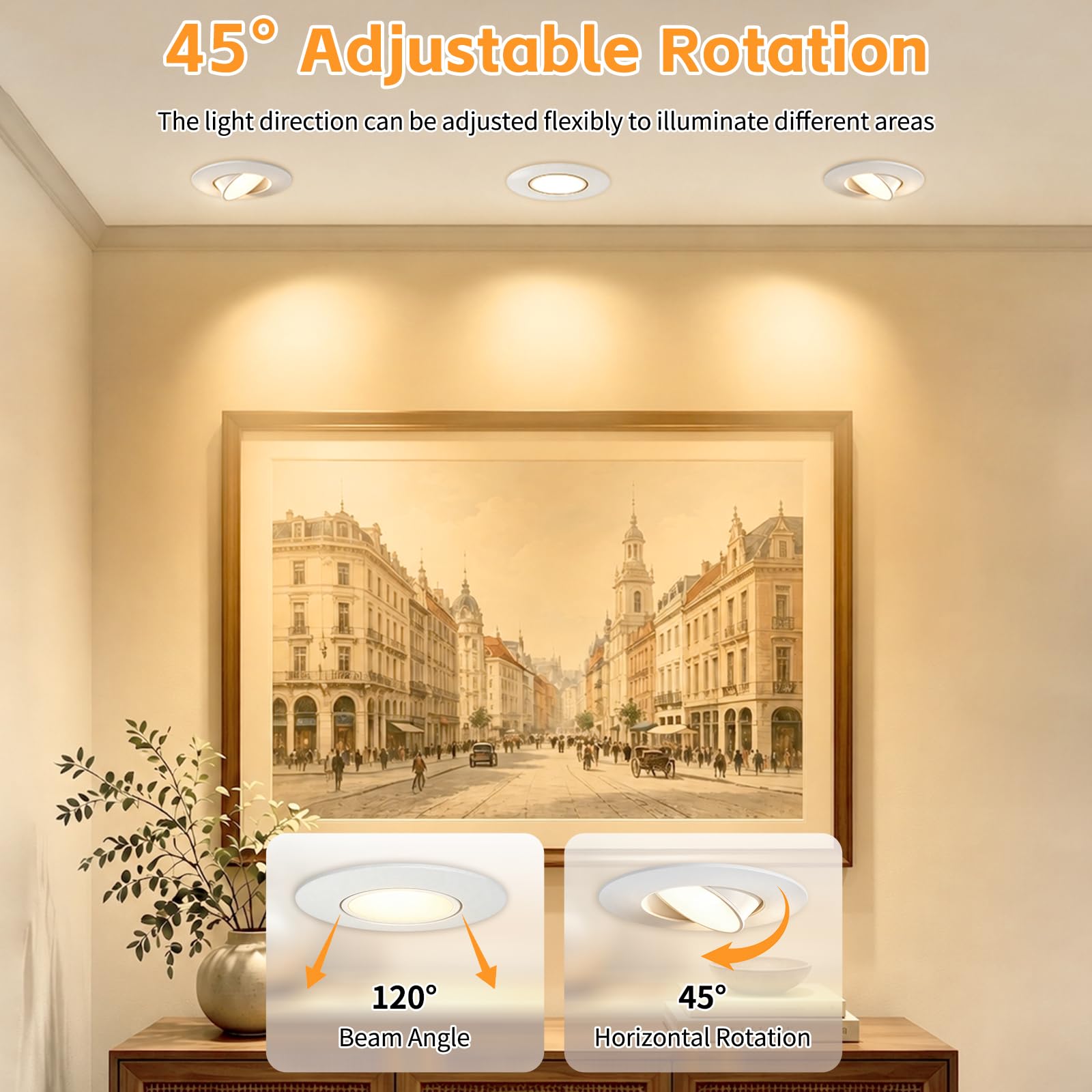 YindaLux Spot LED Encastrable 230V, Dimmable, 5W 2700K, Blanc, Lot de 10