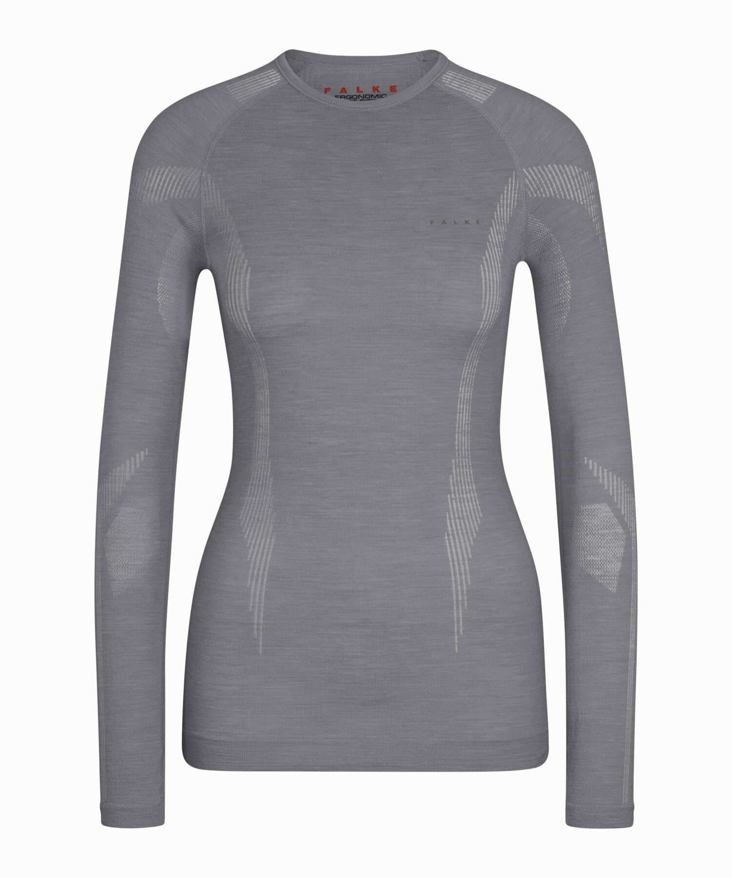 FALKE Mujer Camiseta de Manga Larga Wool-Tech Grey-Heather (3757), S
