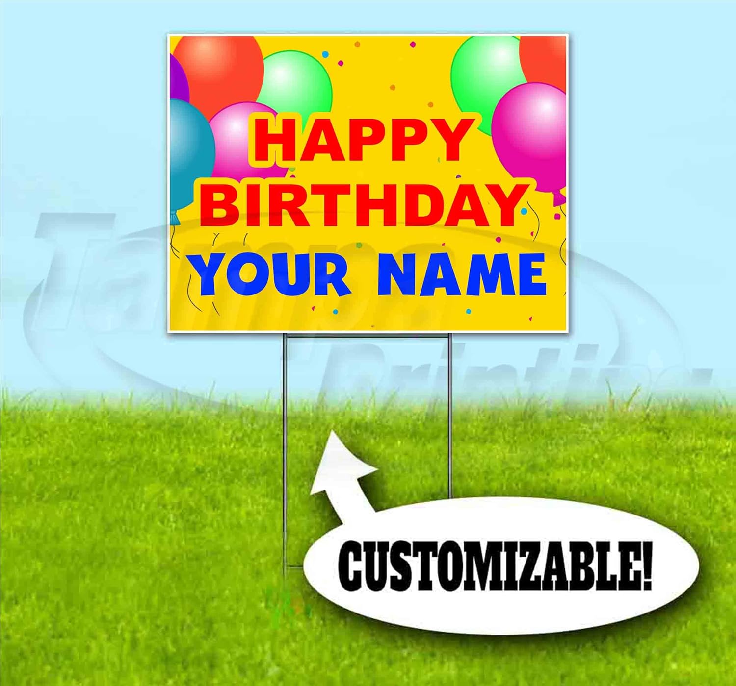 Happy Birthday (18" x 24") Yard Sign, Quantity Discounts, Multi-Packs, Includes Metal Step Stake, Bandit, New, Advertising, USA