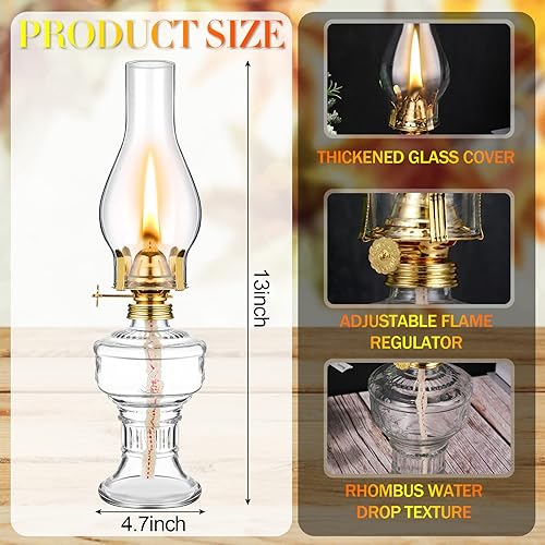 Miniatura 2 de 2 piezas de lámparas de aceite de cámara para uso interior, lámpara vintage de queroseno, linterna rústica de huracán de queroseno con mecha de