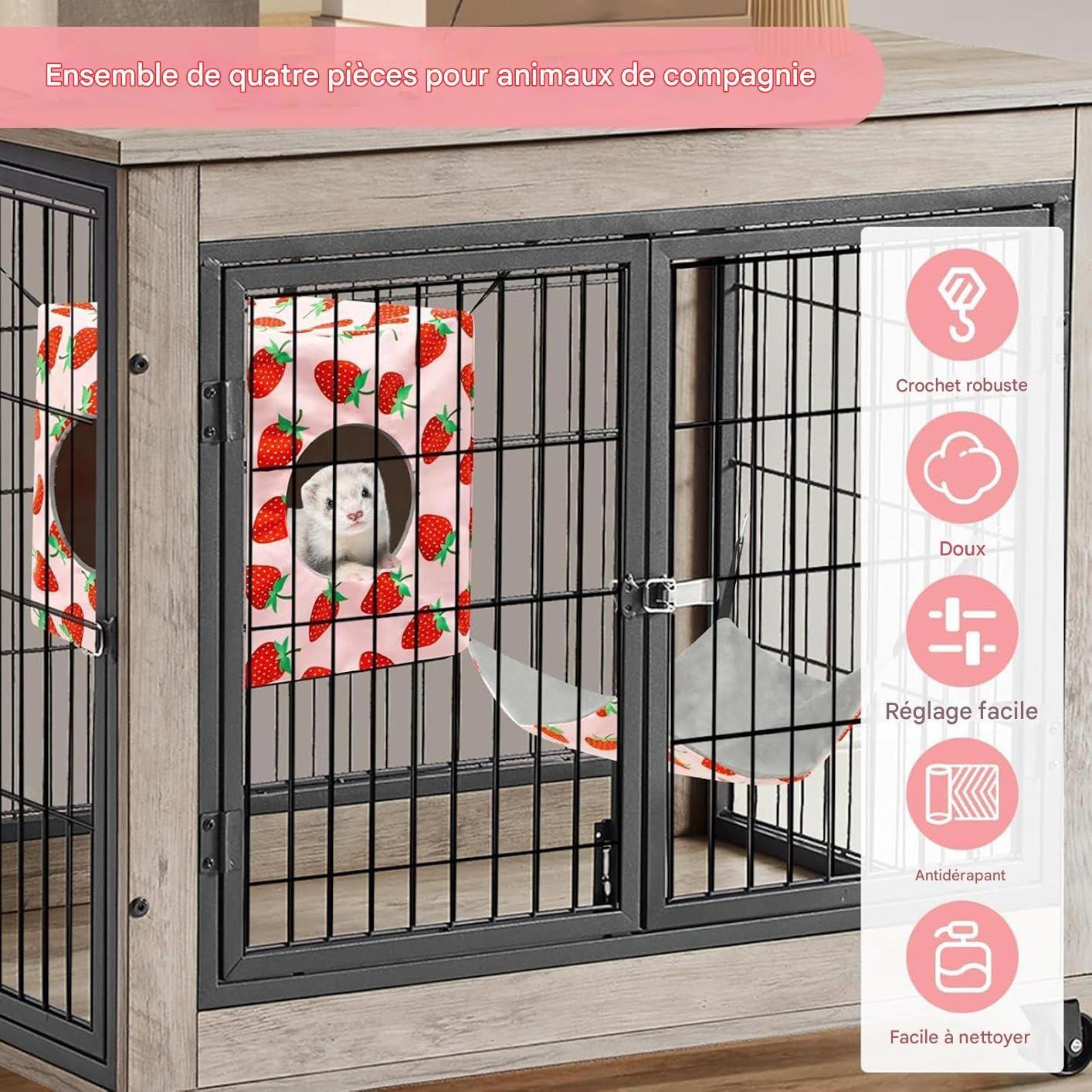 Générique Hamac pour Petits Animaux,Tunnel Aéré pour Écureuils - Maison Détachable pour Rongeurs et Furets