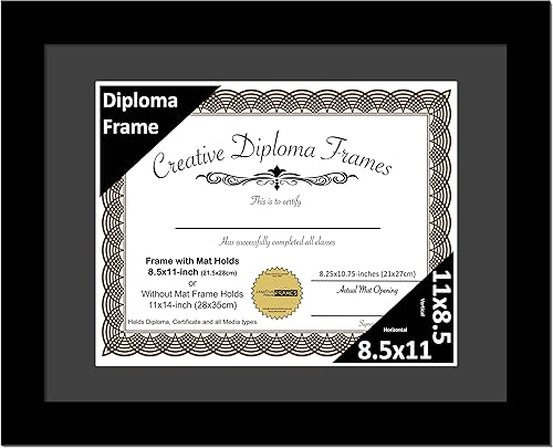 Vista 32 de Creative Picture Frames Marco de diploma negro clásico de 12 x 16 pulgadas con paspartú negro con caballete de vidrio y ganchos de pared instalados