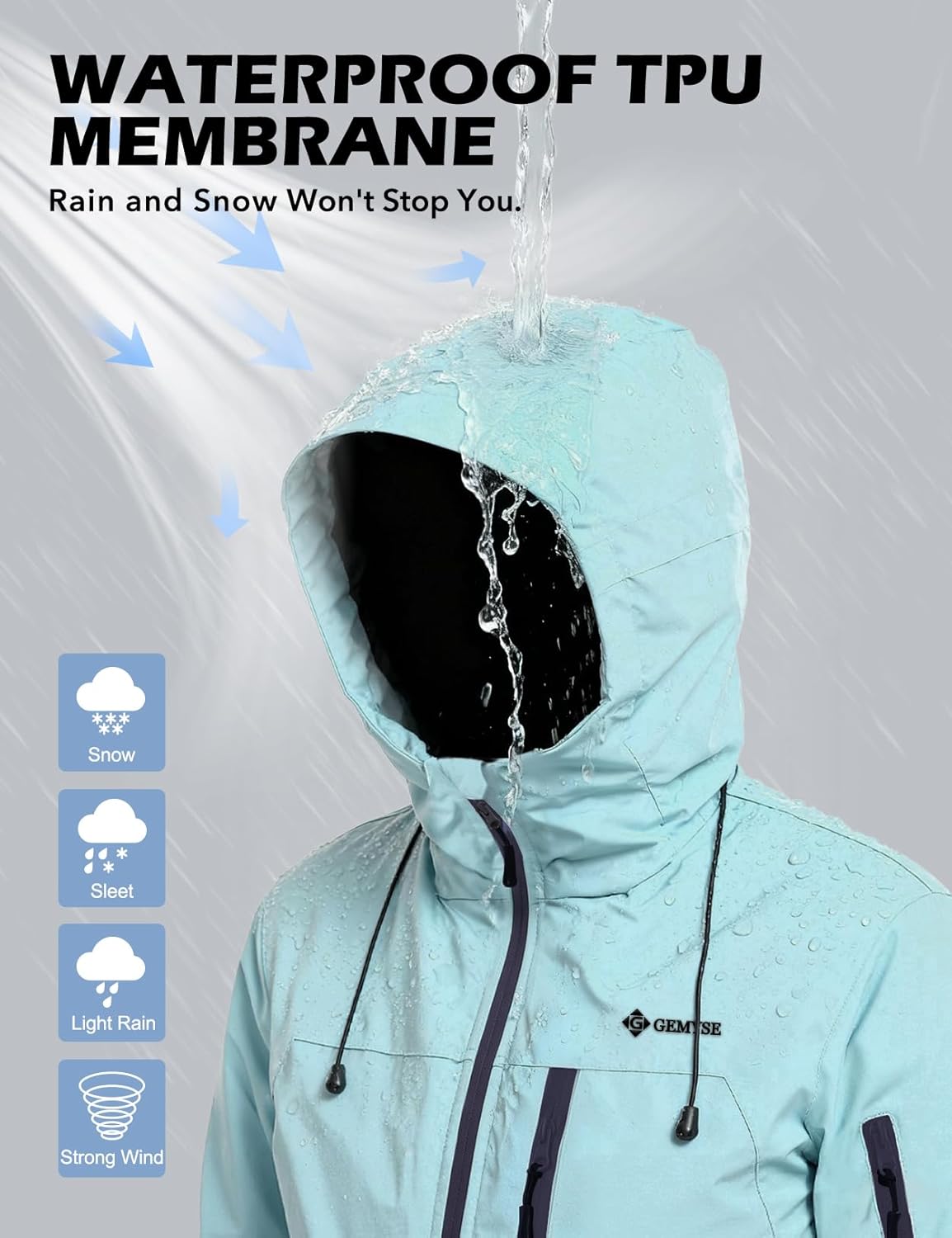 GEMYSE Women's Ski Jacket Warm Winter Snow Coat Waterproof Mountain Windbreaker Jacket for Snowboarding Hiking - Image 2