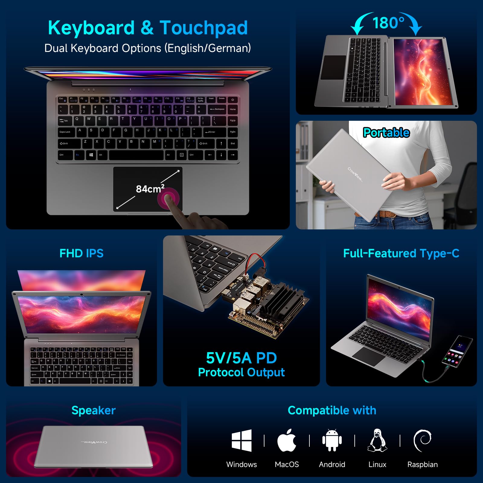 Amazon.com: ELECROW 14 Inch Lapdock Display with Keyboard