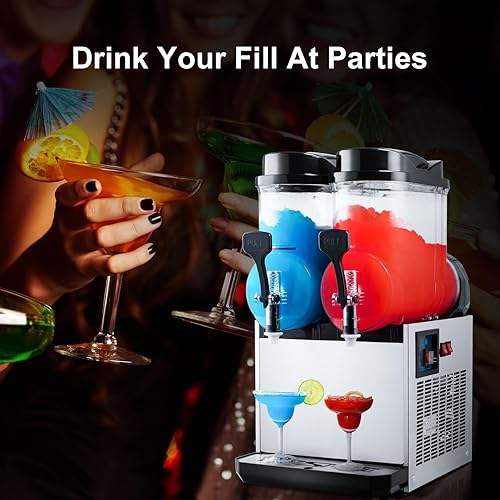 Miniatura 9 de TECSPACE Slushy Machine 2 tanques 8 galones, máquina comercial granizado 1060 W, 30L Slushy Maker para margarita, cóctel, vino, daiquiri