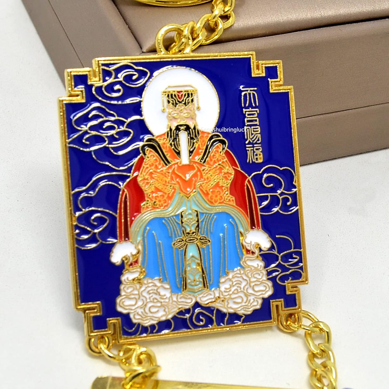 Fengshuibringluck Feng Shui Jade Emperor Windchime Power and Career Success, Orange