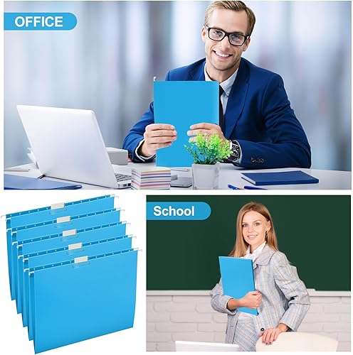 Miniatura 7 de 50 carpetas colgantes de archivos de 12.4 x 9.45 pulgadas, carpetas colgantes con pestañas ajustables, ganchos de archivos de papel con etiquetas
