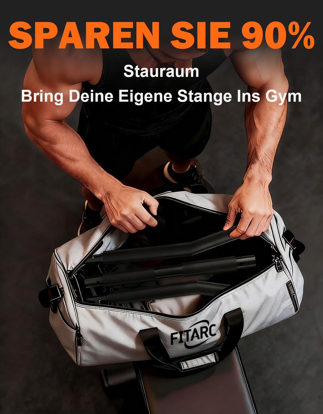 Fitarc Latzugstange 102 cm, durchgehender rutschfester Griff, Lat Pulldown Stange für Kabelzugmaschine, für engen und breiten Griff