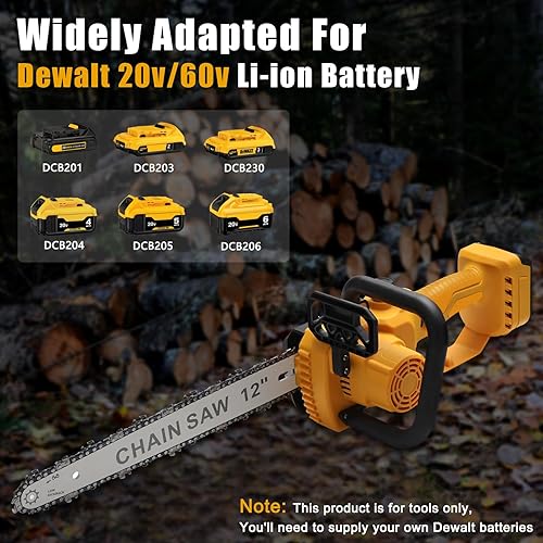 Miniatura 4 de Mini motosierra inalámbrica para batería Dewalt de 20 V, motosierra eléctrica sin escobillas de 12 pulgadas10 pulgadas con engrasador automático y