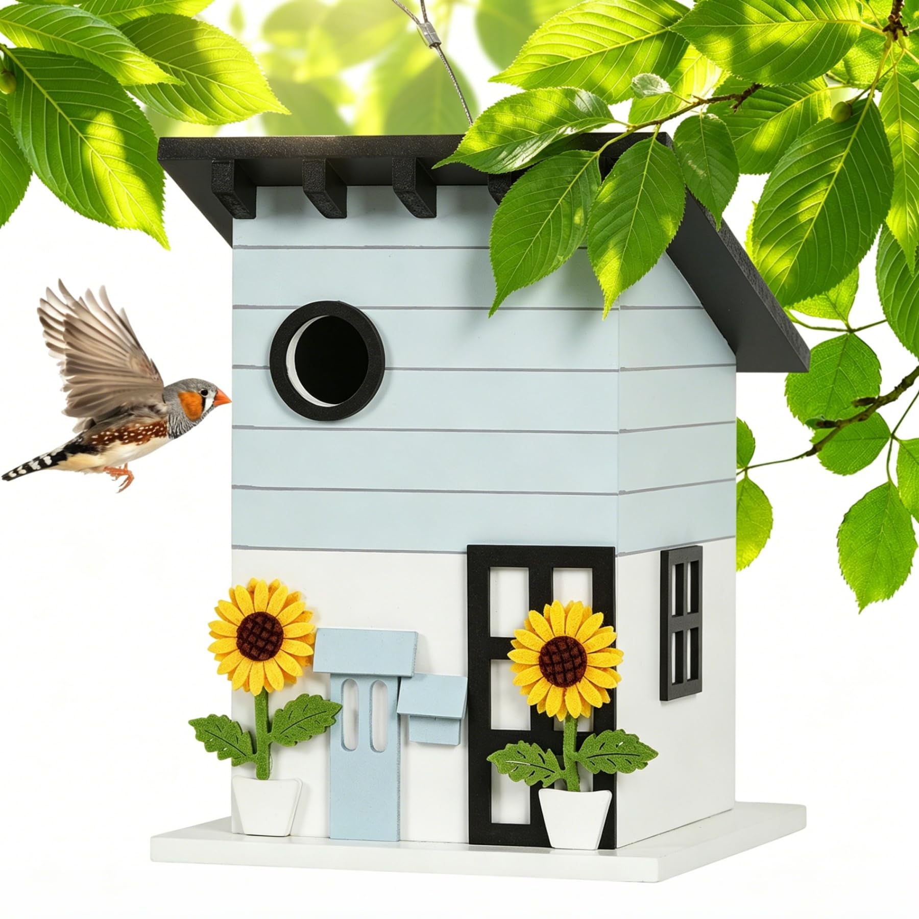 Nistkasten für Vögel für draußen wetterfest, Vogelhaus zum Aufhängen - dekoratives Vogelhäuschen für Garten, Balkon & Terrasse mit 33mm Einflugloch