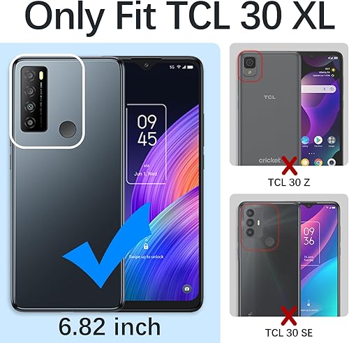 Miniatura 2 de KuDiNi Funda para teléfono TCL 30 XL, 30XL T701DL para mujer, con purpurina, suave, mariposa, corazón, floral, transparente, funda protectora con