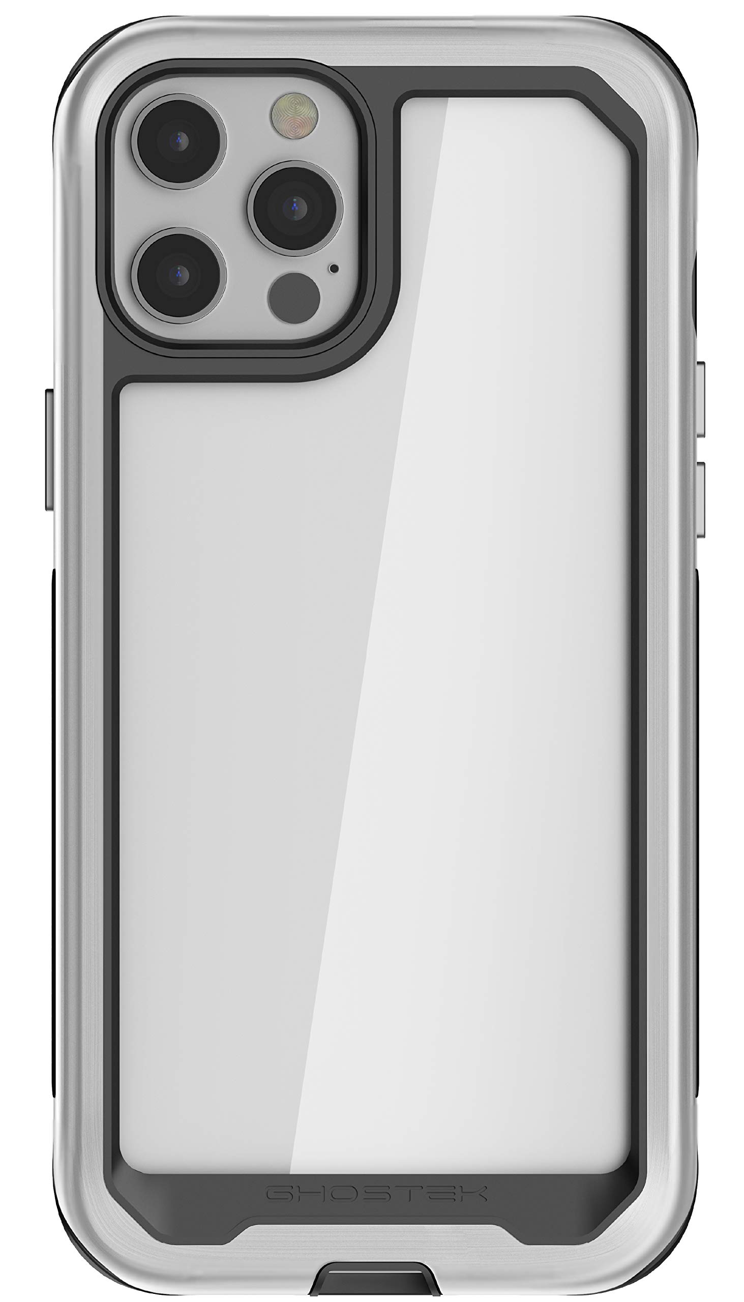 Ghostek Atomic Slim Designed for iPhone 12 Pro Max Case with Protective Metal Bumper Made of Super Tough Lightweight Military Grade Aluminum Alloy, iPhone 12 Pro Max 5G (6.7 Inch) (Brushed Aluminum)
