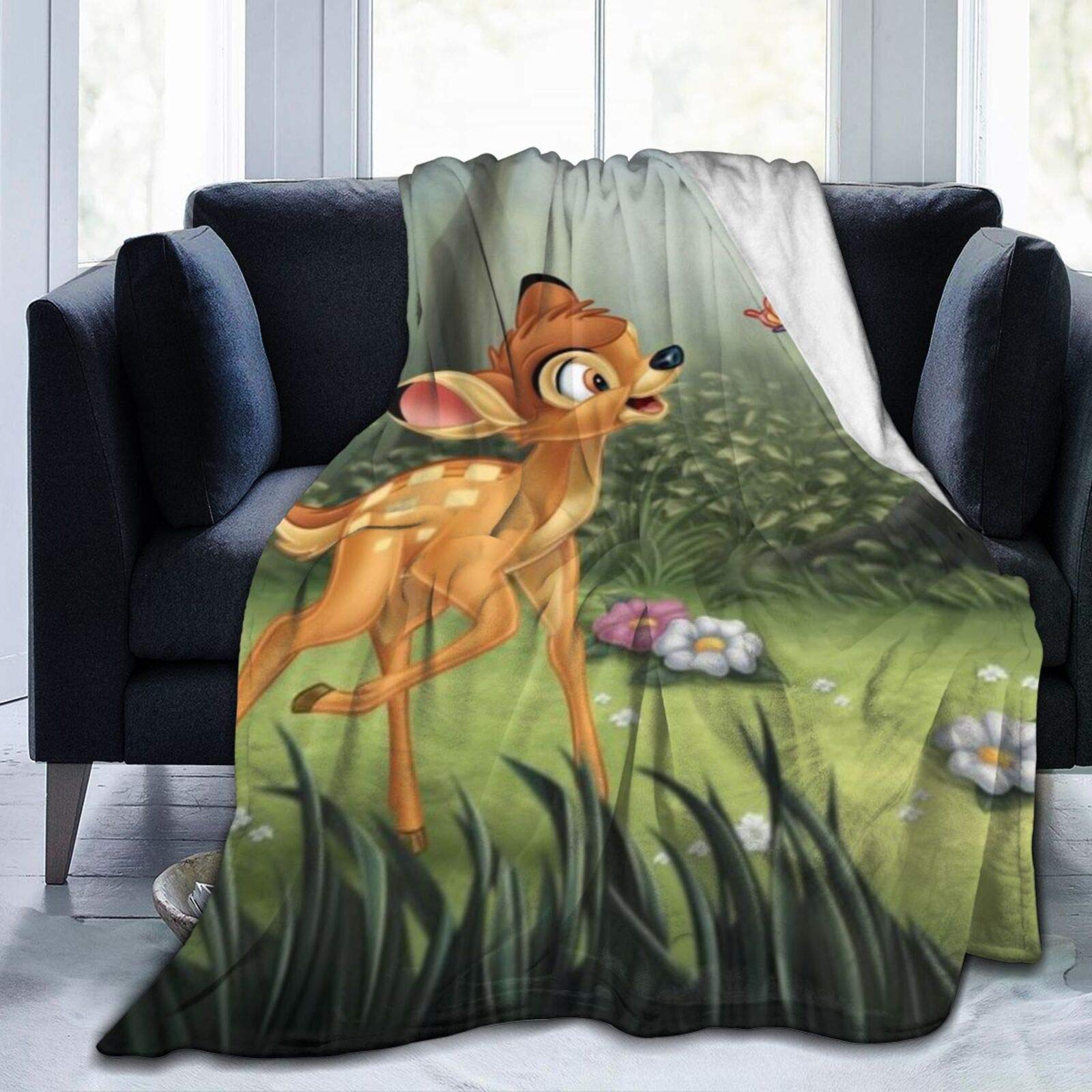 Gmcslve Black Cartoon Bambi Flannel Blankets Microfiber Super Soft Fluffy Warm Blanket For Beds And Sofas Multiple Sizes Available50 X40
