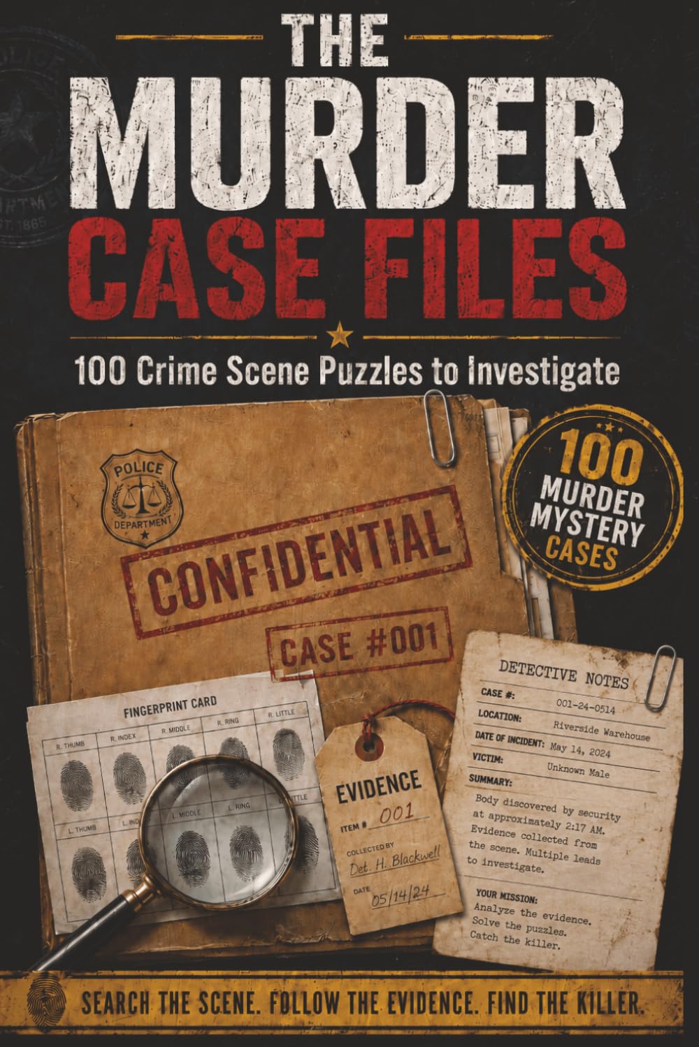 The Murder Case Files: 100 Dark Detective Word Search Cases with Hidden Clues, Evidence, Suspects, Weapons, and Locations