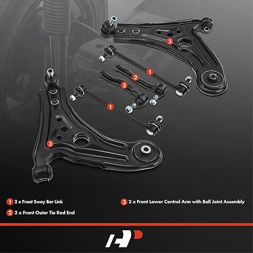 Miniatura 2 de A-Premium 6 piezas de barra estabilizadora de rótula de brazo de control inferior delantero compatible con Chevrolet Aveo 04-11 Aveo5 06-11 Suzuki