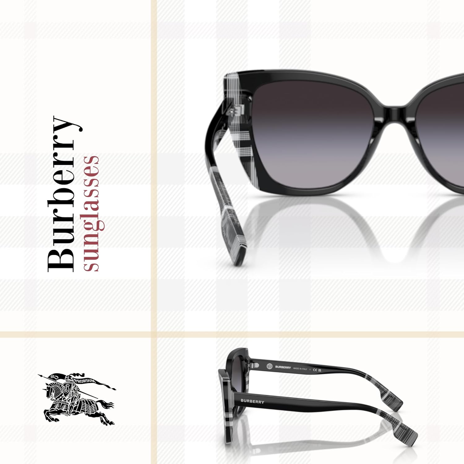 BURBERRY BE4393 Meryl Cat Eye Sunglasses For Women + BUNDLE With Designer iWear Complimentary Eyewear Kit
