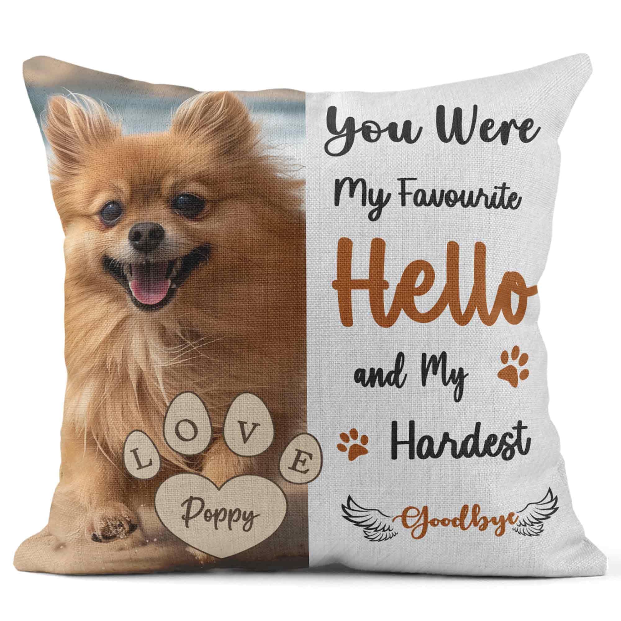 Print Maniacs Personalised Pet Memorial Throw Pillow – Custom Photo & Name Dog Loss Sympathy Gift – Christmas Pet Remembrance Cushion – Dog & Cat Memorial Gift