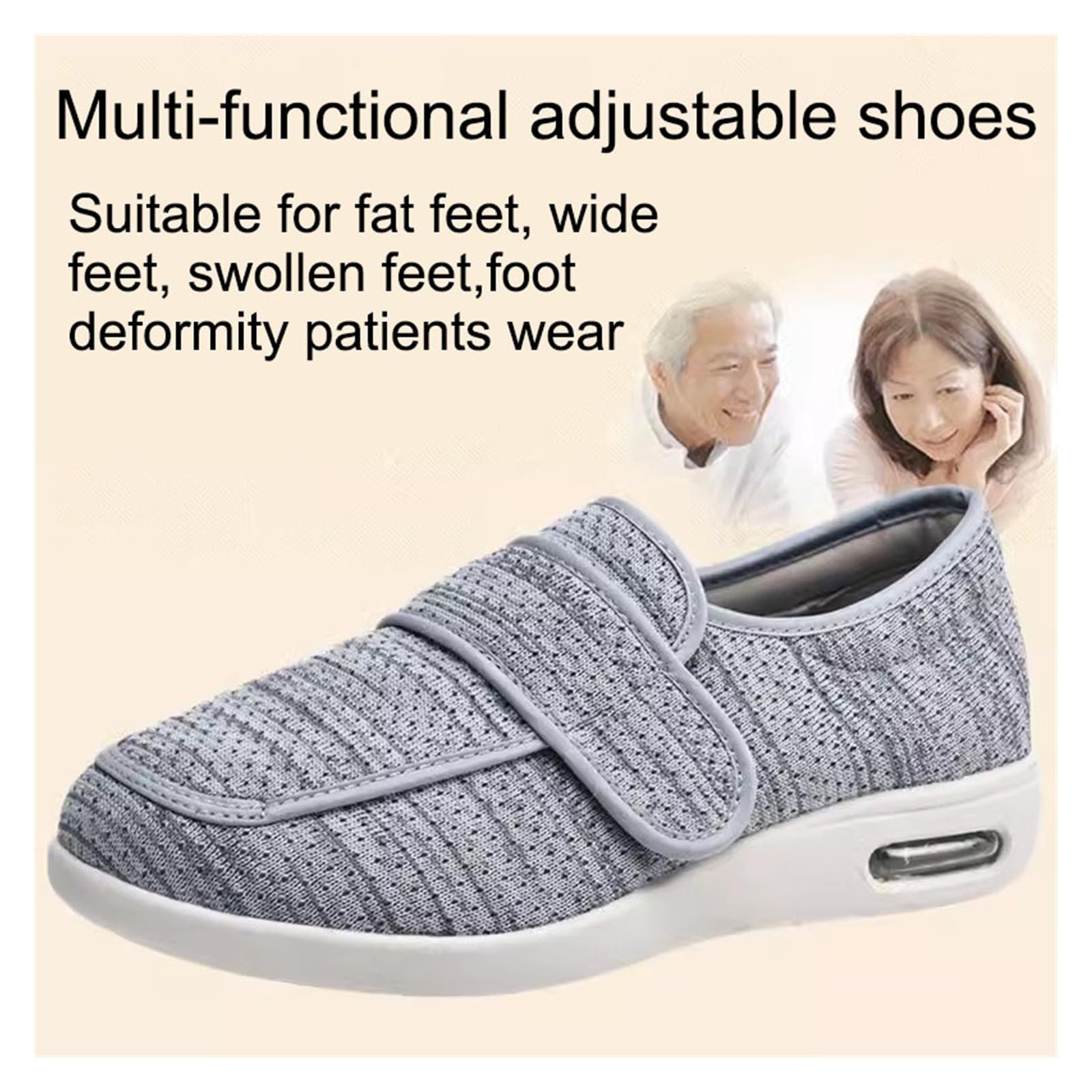 Zapatos Ortopédicos con Amortiguación De Aire, Pies Hinchados Fascitis Plantar Ajustable Zapatos De Viejo Zapatos De Mamá Y Papá Zapatos Casuales De Malla