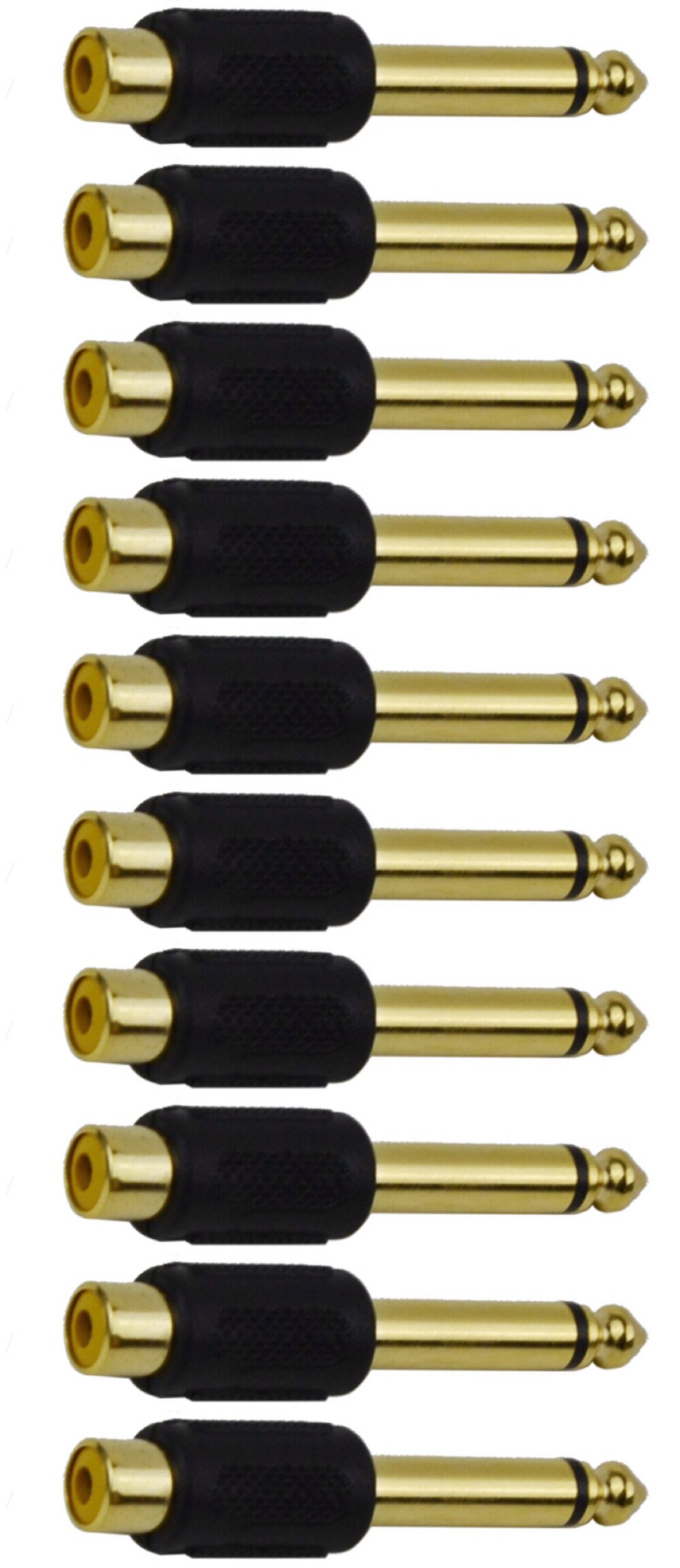 CESS 6.35mm 1/4 Inch TS Plug to RCA Female Jack Audio Adapter, Gold Plated (10 Pack)