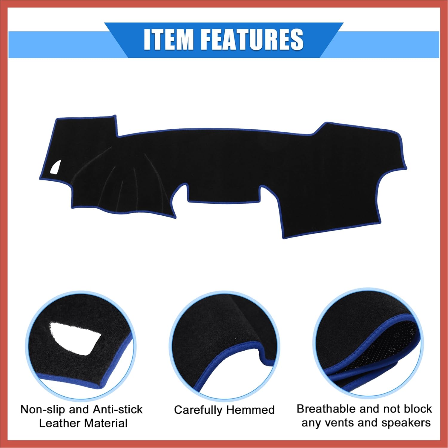 ACROPIX Car Dashboard Cover Compatible for Toyota RAV4 2001-2012, Protective Polyester Black Blue Center Console Interior Trim Dash Cover Mat Pad Car Parts